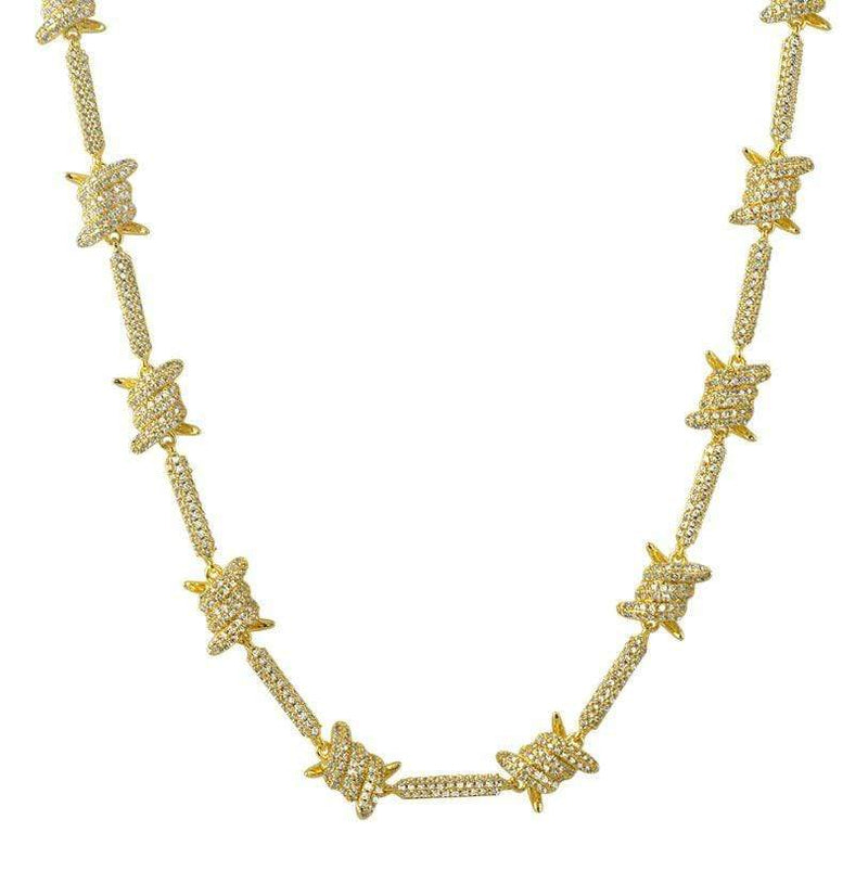 Iced Up London Chain 18K Gold Plated / 18inch Iced Out Chain <br> Barbed Wire <br> (18K Gold)