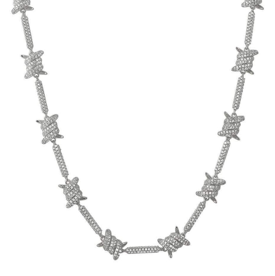 送税込【King Ice】BARBED WIRE CHAIN 10MM 10mm Iced Barbed Wire Chain | Hip Hop Jewelry | King Ice