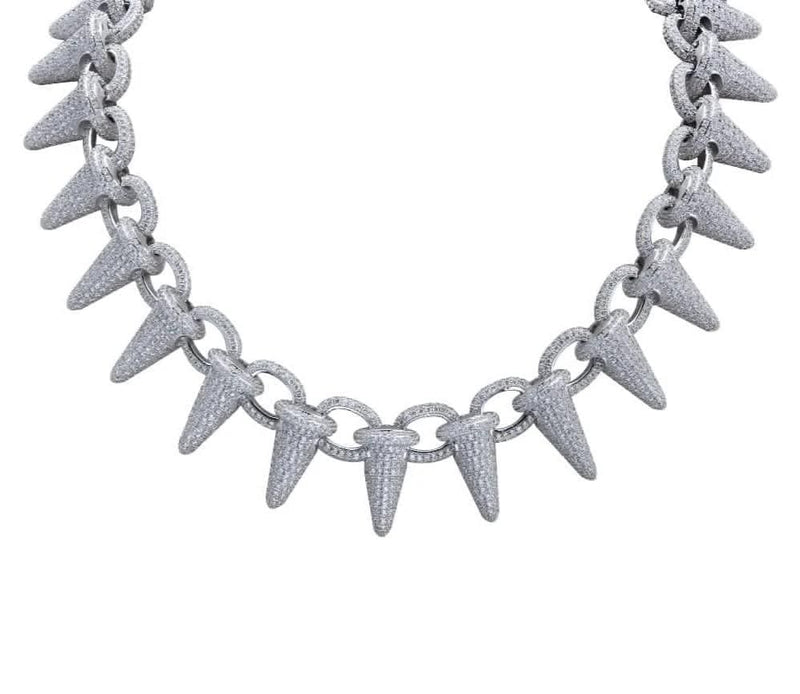 Iced Up London Chain White Gold Plated / 18 inch Iced Out Chain <br> Lil Uzi Spiked <br> (White Gold)