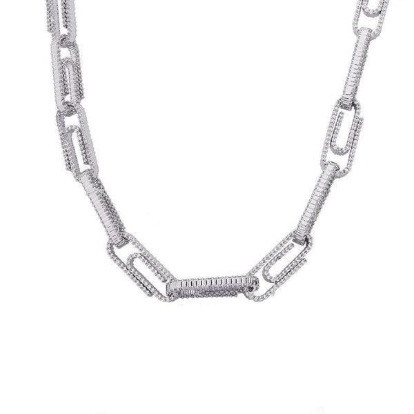 Iced Up London Chain White Gold Plated / 18inch Iced Out Chain <br> Paper Clip <br> (White Gold)