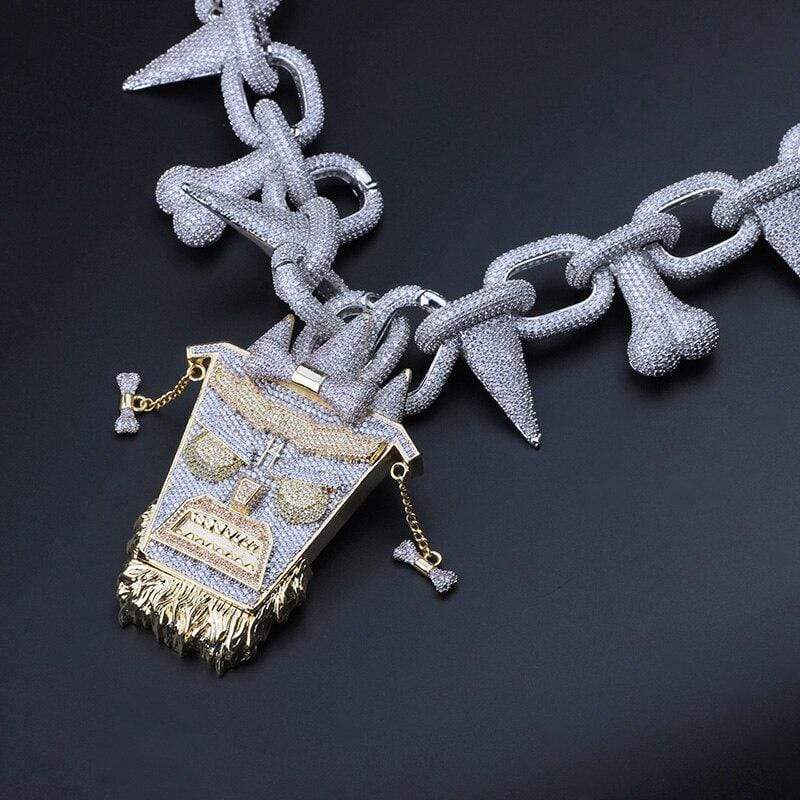 Iced Up London Chain Iced Out Chain <br> UKA UKA MASK <br> (White Gold)