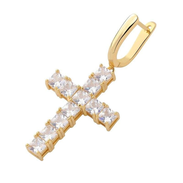 Iced Up London Earring Iced Out Earring <br> Cross <br> (18K Gold)
