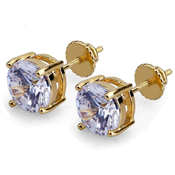 Iced Up London Earring 18K Gold Plated Iced Out Earrings <br> 8mm Stone <br> (18K Gold)