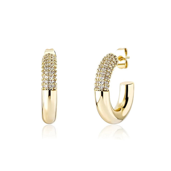 Iced Up London Gold / United States Iced Out Earrings <br> Small Hoop <br> (14k Gold)