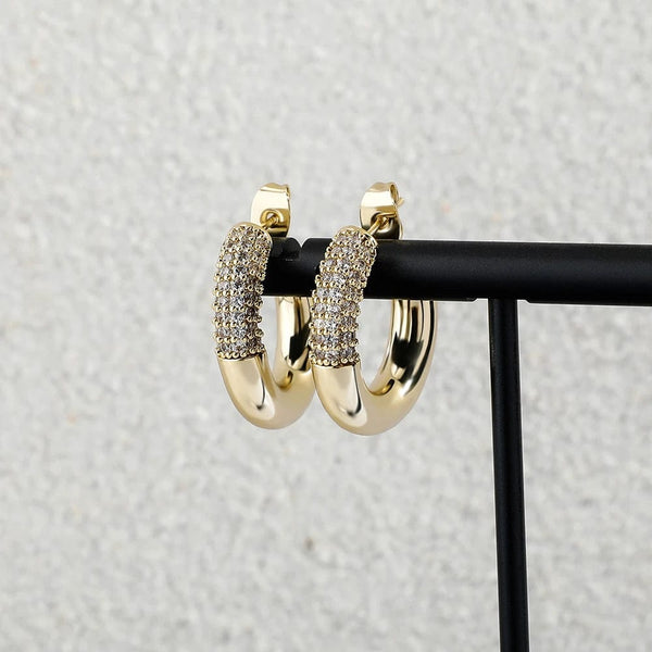 Iced Up London Iced Out Earrings <br> Small Hoop <br> (14k Gold)