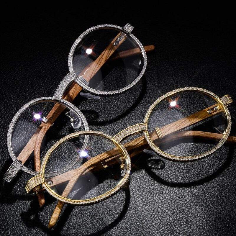 Iced Up London Glasses 14K Gold Plated Iced Out Glasses <br> Diamond Frames <br> (14K Gold)