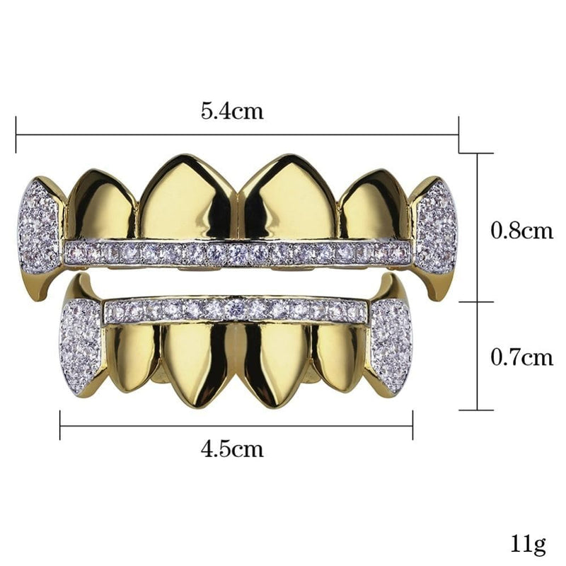 Iced Up London Grillz Iced Out Grillz <br> Vampire Fangs Teeth <br> (Gold)