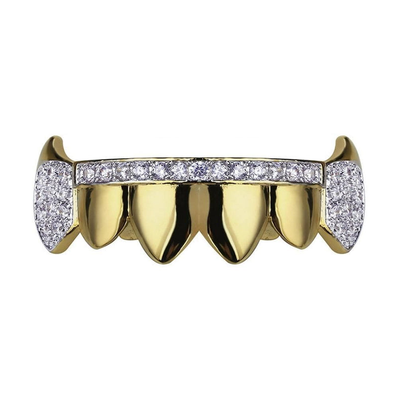 Iced Up London Grillz Gold Silver Iced Out Grillz <br> Vampire Fangs Teeth <br> (Gold)