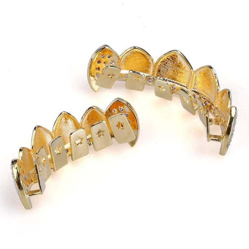 Iced Up London Grillz Iced Out Grillz <br> Vampire Fangs Teeth <br> (Gold)