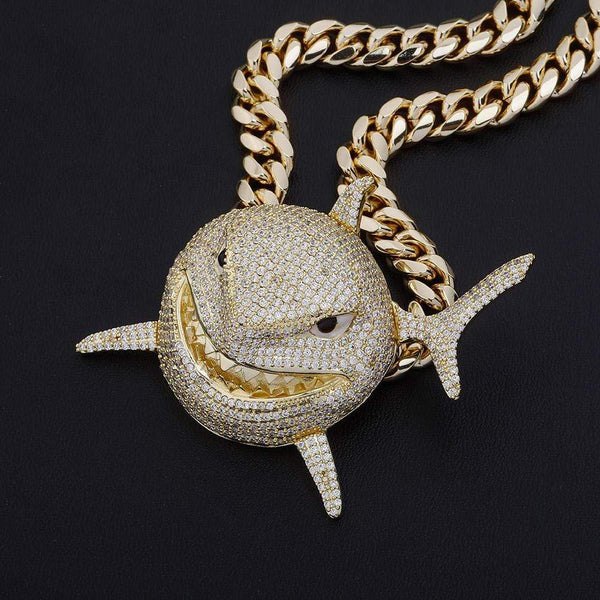 Iced Up London Pendant Iced Out Pendant <br> 6ix9ine Shark <br> (18K Gold)