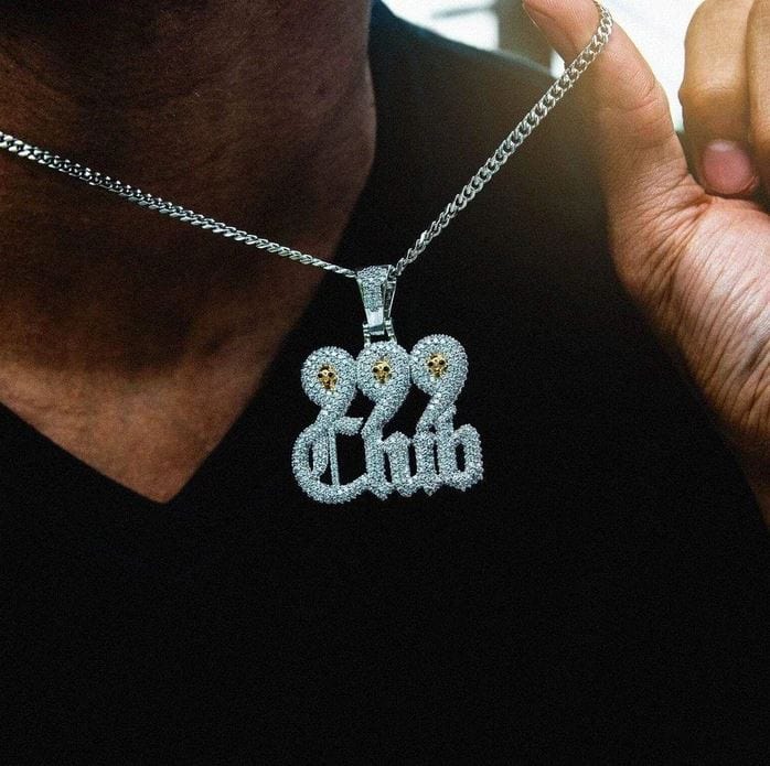 Iced Up London Pendant White Gold Plated / Rope Chain / 24 inches Iced out Pendant <br> 999 Club <br> (White Gold)