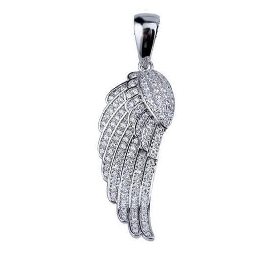 Iced Up London Pendant White Gold Plated / Rope Chain / 30inch Iced Out Pendant <br> Angel Wing <br> (White Gold)