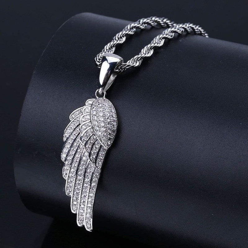 Iced Up London Pendant Iced Out Pendant <br> Angel Wing <br> (White Gold)
