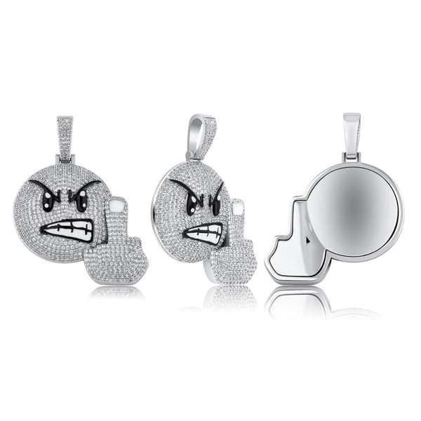 Iced Up London Iced Out Pendant <br> Angry Emoji <br> (White Gold)