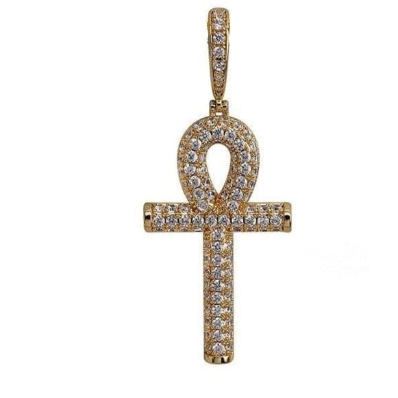 Iced Up London Pendant 18K Gold Plated / Rope Chain / 20 inch Iced Out Pendant <br> Ankh Cross <br> (18K Gold)