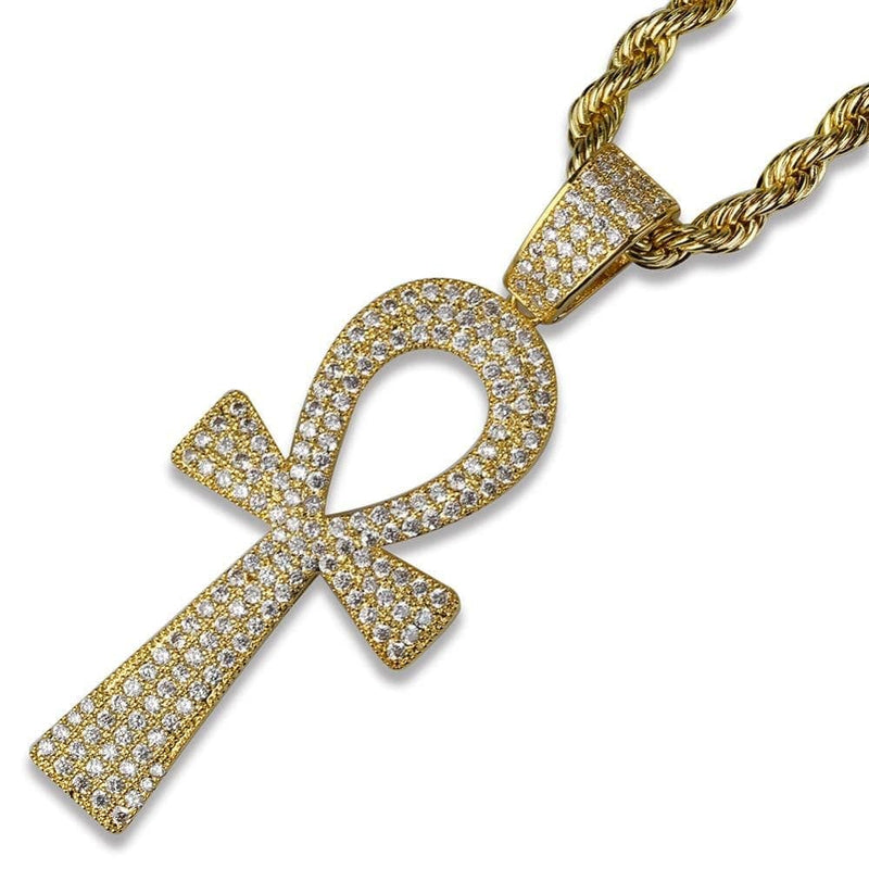 Iced Up London Pendant 18K Gold Plated Iced Out Pendant <br> Ankh Key <br> (18K Gold)