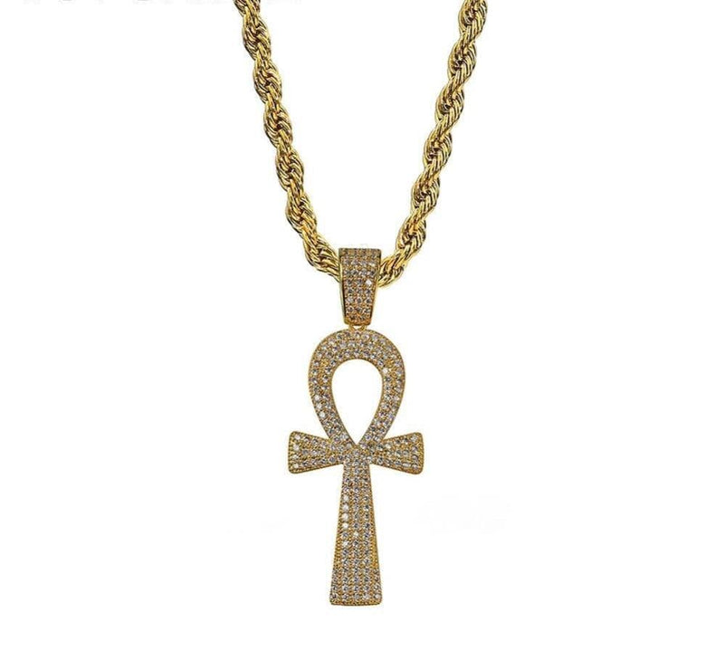 Iced Up London Pendant 18K Gold Plated Iced Out Pendant <br> Ankh Key <br> (18K Gold)