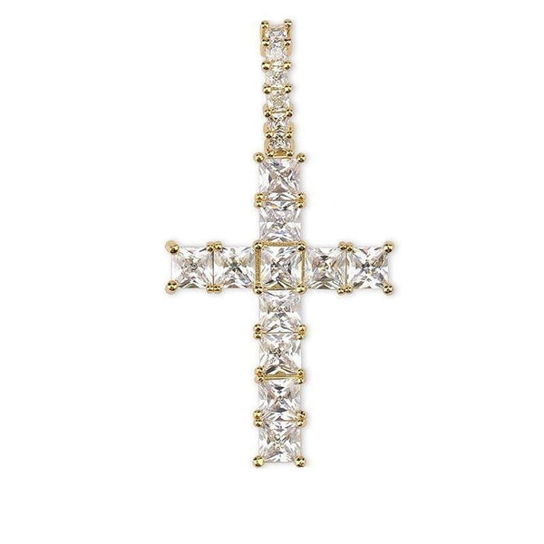 Iced Up London Pendant 18K Gold Plated / Cuban chain / 18Inch Iced Out Pendant <br> Baguette Cross <br> (18K Gold)