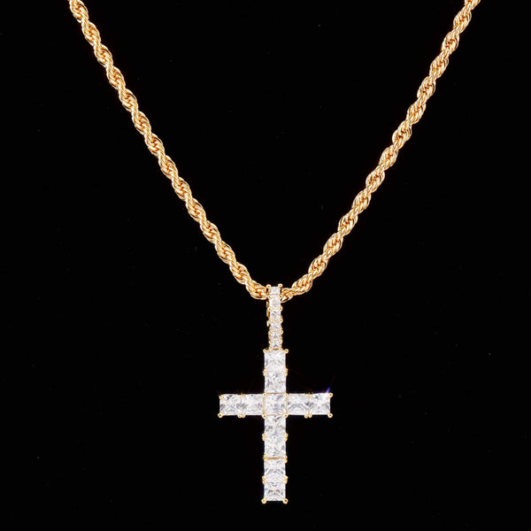 Iced Up London Pendant Iced Out Pendant <br> Baguette Cross <br> (18K Gold)