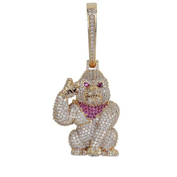 Iced Up London Pendant 18K Gold Plated / Rope Chain / 20inch Iced Out Pendant <br> Bang Gorilla <br> (18K Gold)