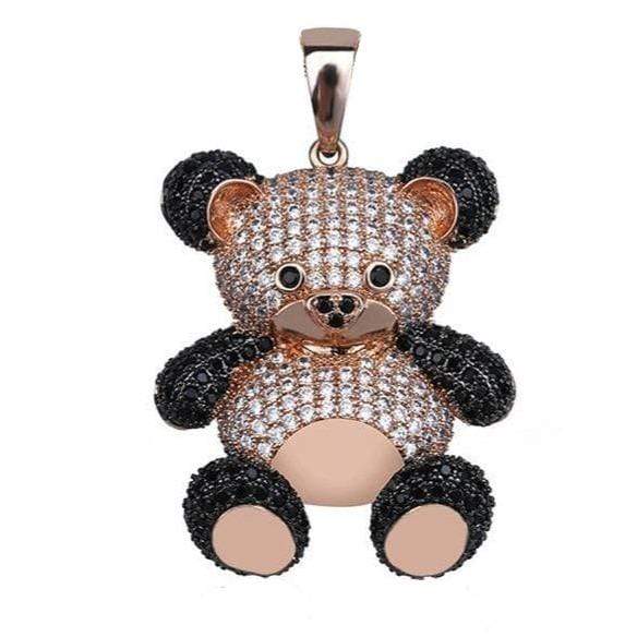 Iced Up London Pendant Rose Gold Plated / 30 inch Iced Out Pendant <br> Bear <br> (Rose Gold)