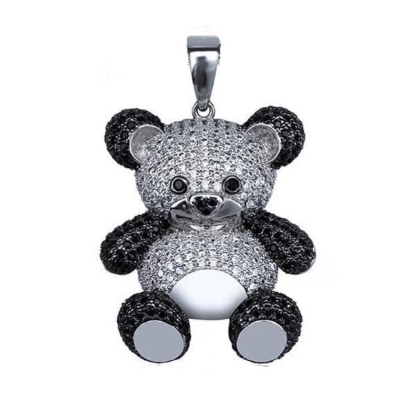 Iced Up London Pendant White Gold Plated / 30 inch Iced Out Pendant <br> Bear <br> (White Gold)