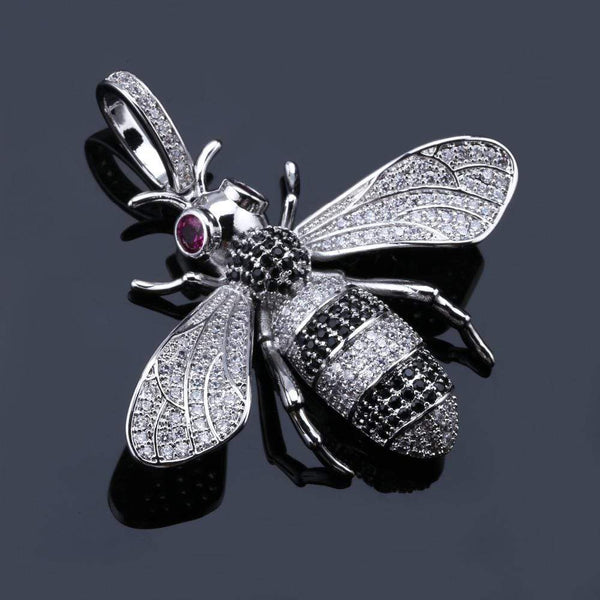 Iced Up London Pendant Iced Out Pendant <br> Bee <br> (White Gold)