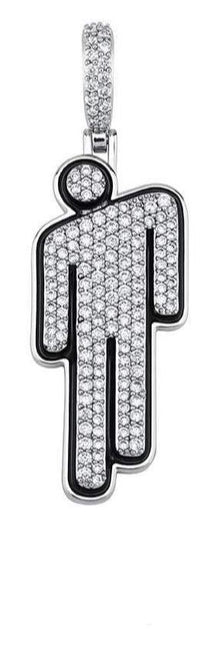 Ciondolo Billie Eilish Argento 925 Placcato Oro Bianco Con Diamante Simulato 3 Ct