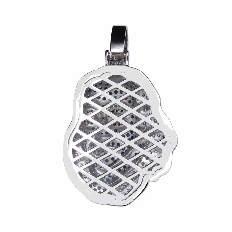 Iced Up London Pendant Iced Out Pendant <br> Blue Face <br> (White Gold)