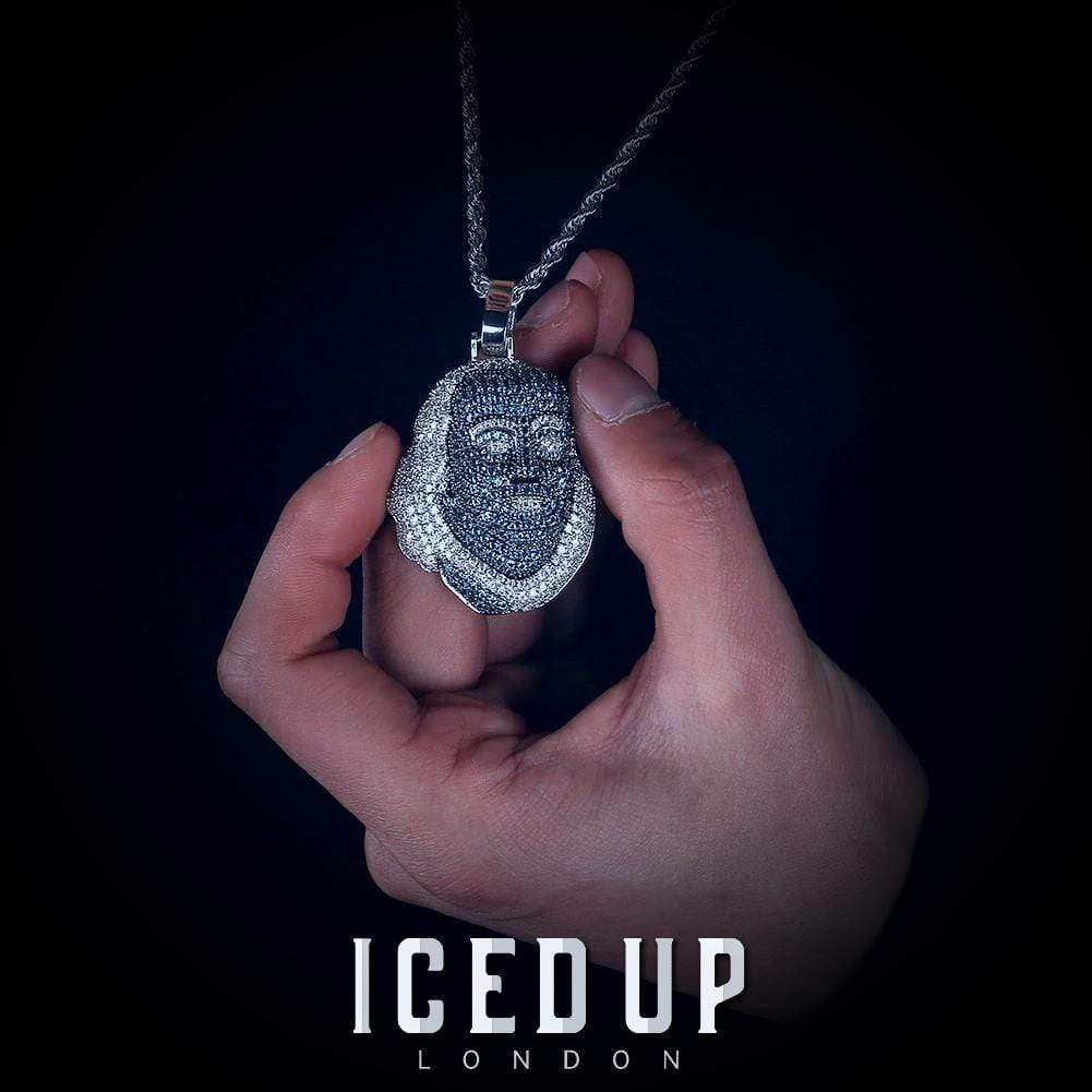Iced Out Blue Face Pendant Iced Up London