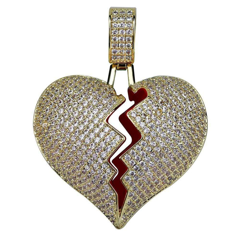 Iced Up London Pendant 18K Gold Plated / Rope Chain / 20 inch Iced Out Pendant <br> Broken Heart <br> (18K Gold)