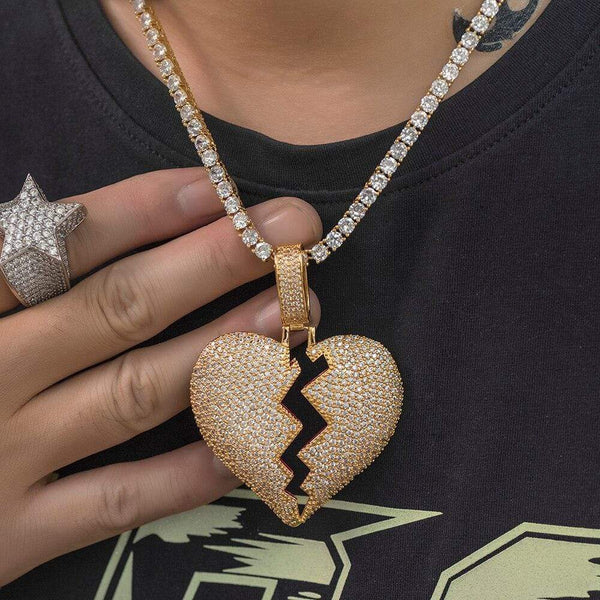 Iced Up London Pendant Iced Out Pendant <br> Broken Heart <br> (18K Gold)