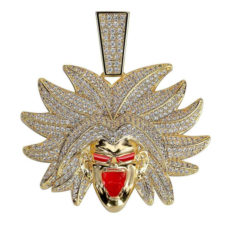 Iced Up London Pendant 18K Gold Plated / Rope Chain / 18 inch Iced Out Pendant <br> Broly Dragon Ball Z <br> (18K Gold)