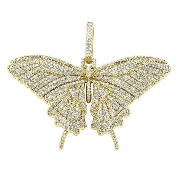 Iced Up London Pendant 18K Gold Plated / Rope chain / 18inch Iced Out Pendant <br> Butterfly <br> (18K Gold)
