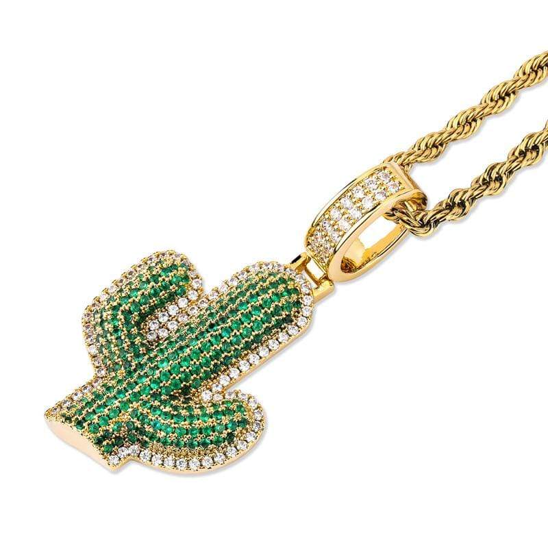 Iced Up London Pendant Iced Out Pendant <br> Cactus <br> (18K Gold)