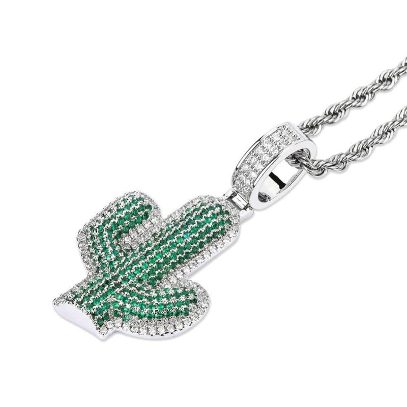 Iced Up London Pendant Iced Out Pendant <br> Cactus <br> (White Gold)