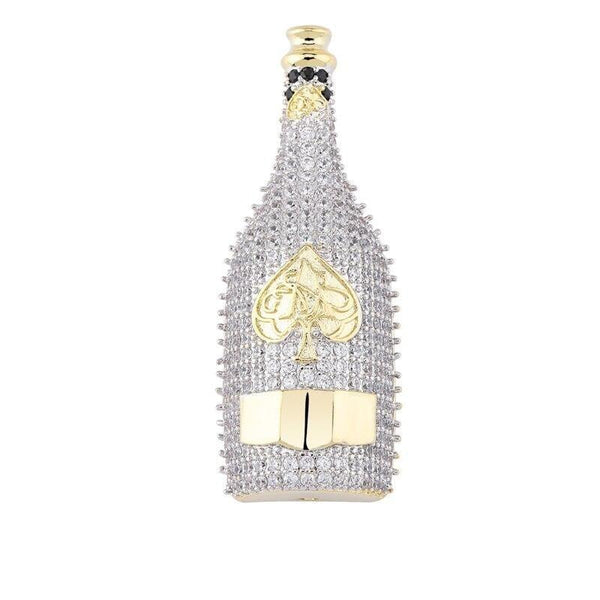 Iced Up London Pendant 18K Gold Plated / Rope chain / 18inch Iced Out Pendant <br> Champagne Bottle <br> (18K Gold)