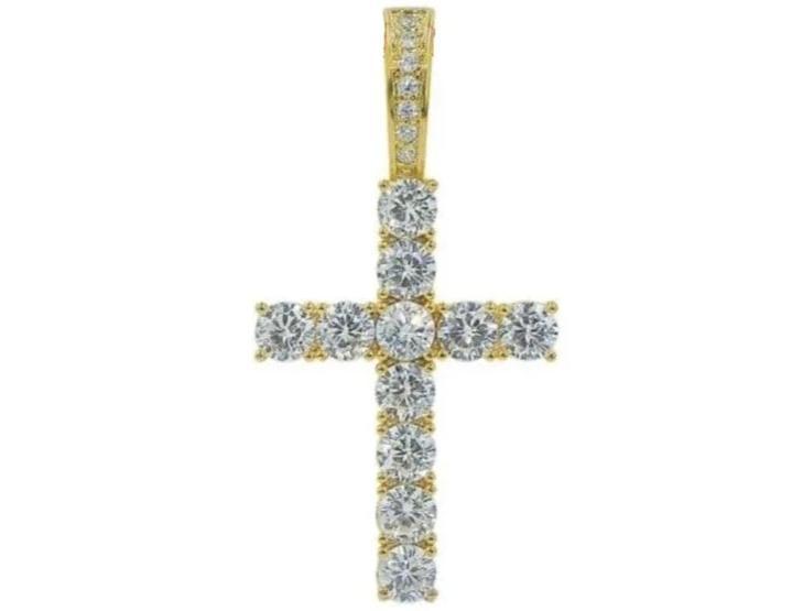 Iced Up London Pendant 18K Gold Plated / Rope Chain / 18 inch Iced Out Pendant <br> Cross <br> (18K Gold)