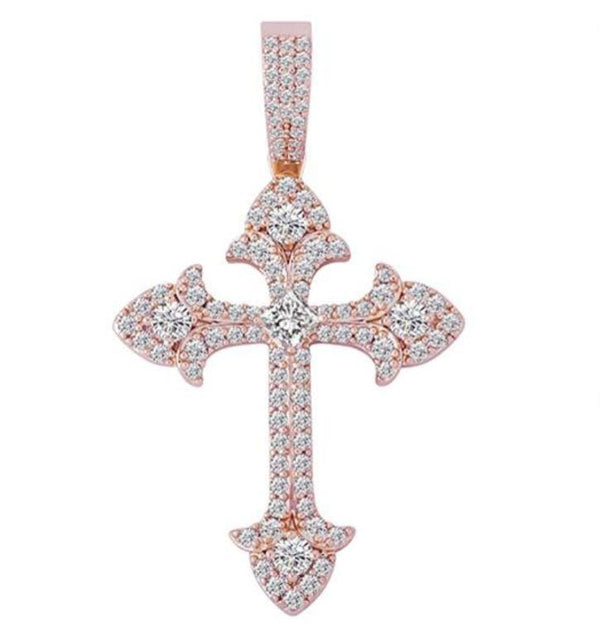 Iced Up London Pendant Rose Gold Plated / Rope Chain / 20inch Iced Out Pendant <br> Crystal Cross <br> (Rose Gold)