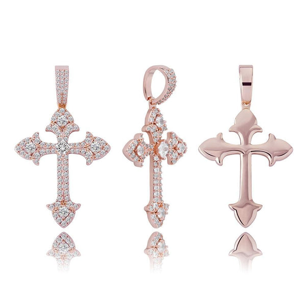 Iced Up London Pendant Iced Out Pendant <br> Crystal Cross <br> (Rose Gold)