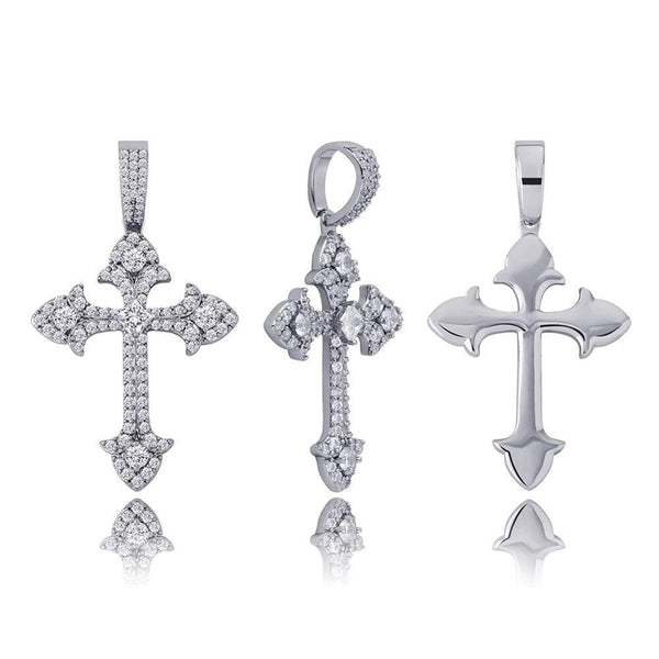 Iced Up London Pendant Iced Out Pendant <br> Crystal Cross <br> (White Gold)