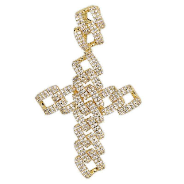 Iced Up London Pendant 18K Gold Plated / Rope chain / 20 inch Iced Out Pendant <br> Cuban Cross <br> (18K Gold)