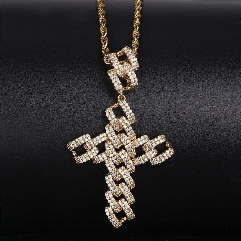 Iced Up London Pendant Iced Out Pendant <br> Cuban Cross <br> (18K Gold)