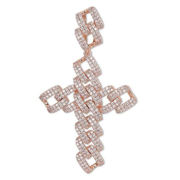 Iced Up London Pendant Rose Gold Plated / Rope chain / 20 inch Iced Out Pendant <br> Cuban Cross <br> (Rose Gold)