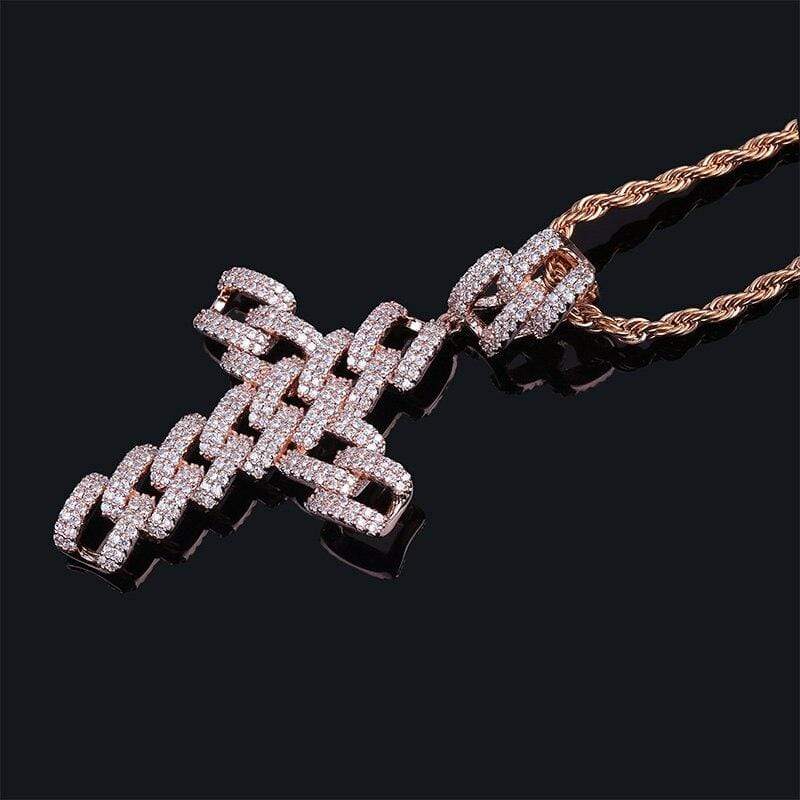 Iced Up London Pendant Iced Out Pendant <br> Cuban Cross <br> (Rose Gold)