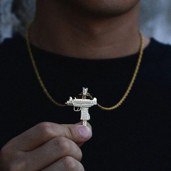 Iced Up London Iced Out Pendant <br> CZ Gun <br> (14k Gold)