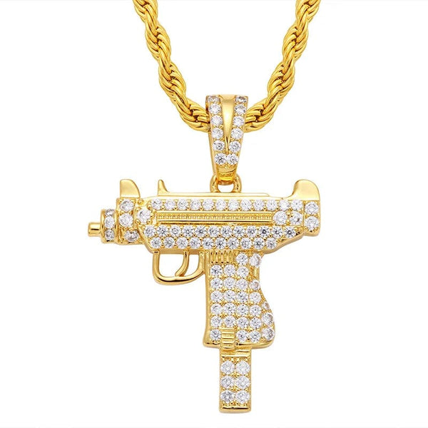 Iced Up London Iced Out Pendant <br> CZ Gun <br> (14k Gold)