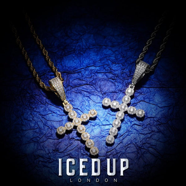Iced Up London Pendant Iced Out Pendant <br> Diamond Cross <br> (White Gold)
