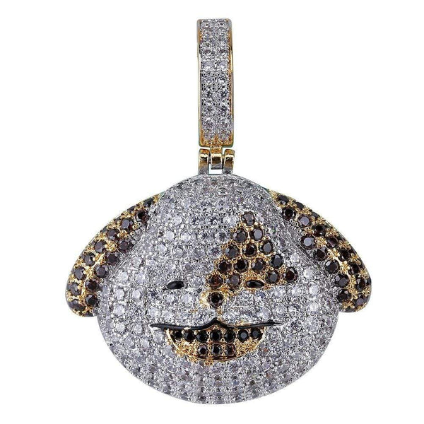 Iced Up London Pendant Dog / Rope chain / 18inch Iced Out Pendant <br> Dog Emoji <br> (18K Gold)