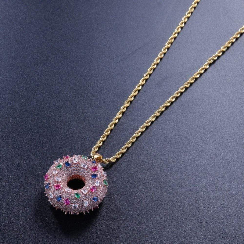 Iced Up London Pendant Iced Out Pendant <br> Donut <br> (White Gold)
